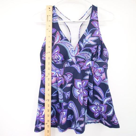 NWOT Lands End Purple Paisley Racerback Tankini Swim Top Super Soft Size 10 - Picture 4 of 8